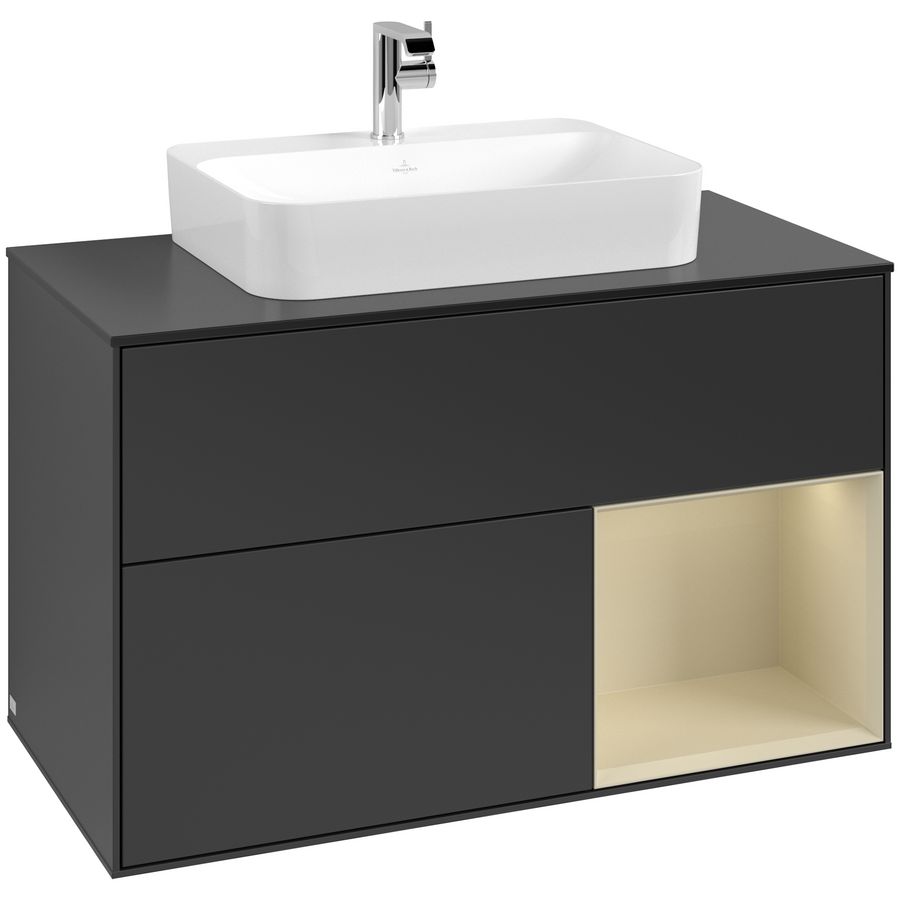 Wastafelonderkast Finion 1000x603x501mm Black Matt Lacquer F372HJPD