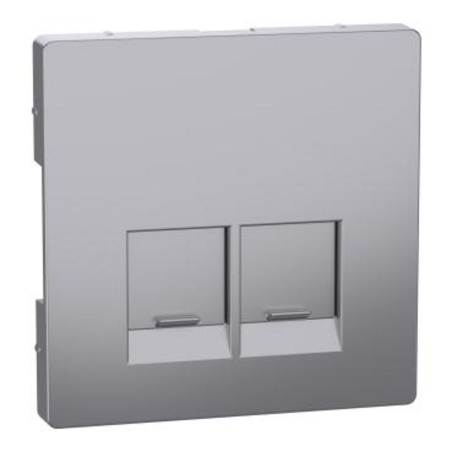 Centraalplaat RJ45 Actassi 2-voudig RVS look Systeem D