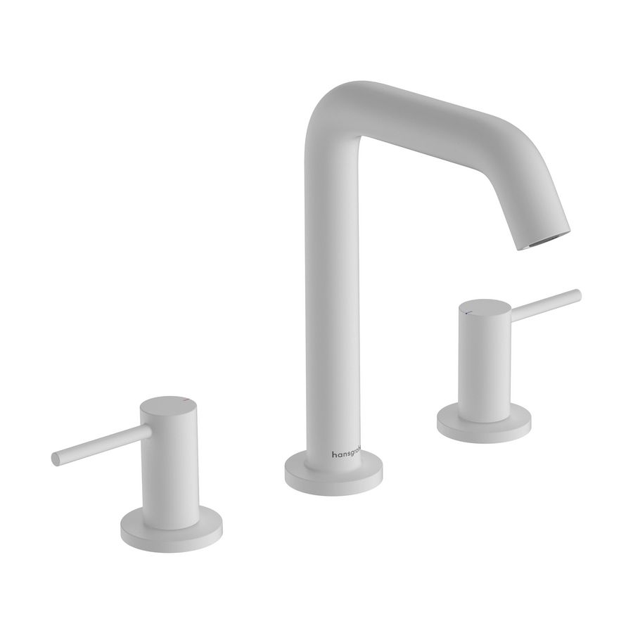 Tecturis S 3-gats wastafelkraan 150 met afvoerplug mat wit