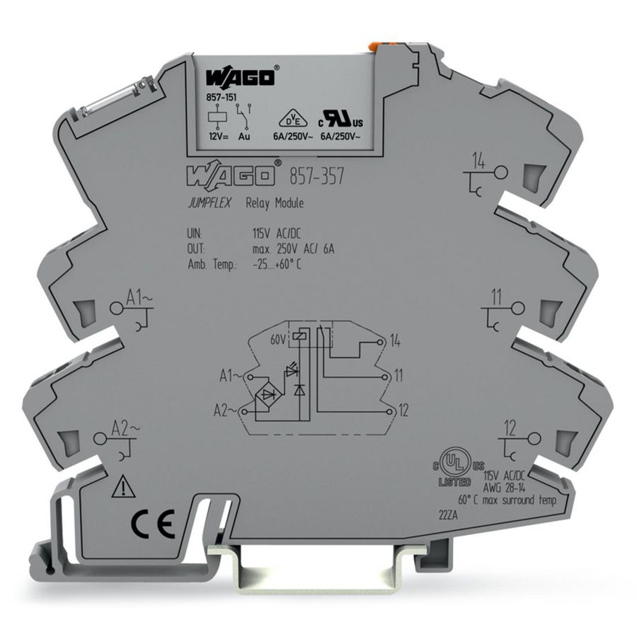 Relaismodule AC/DC 115V 1 wisselcontact grij 857-357