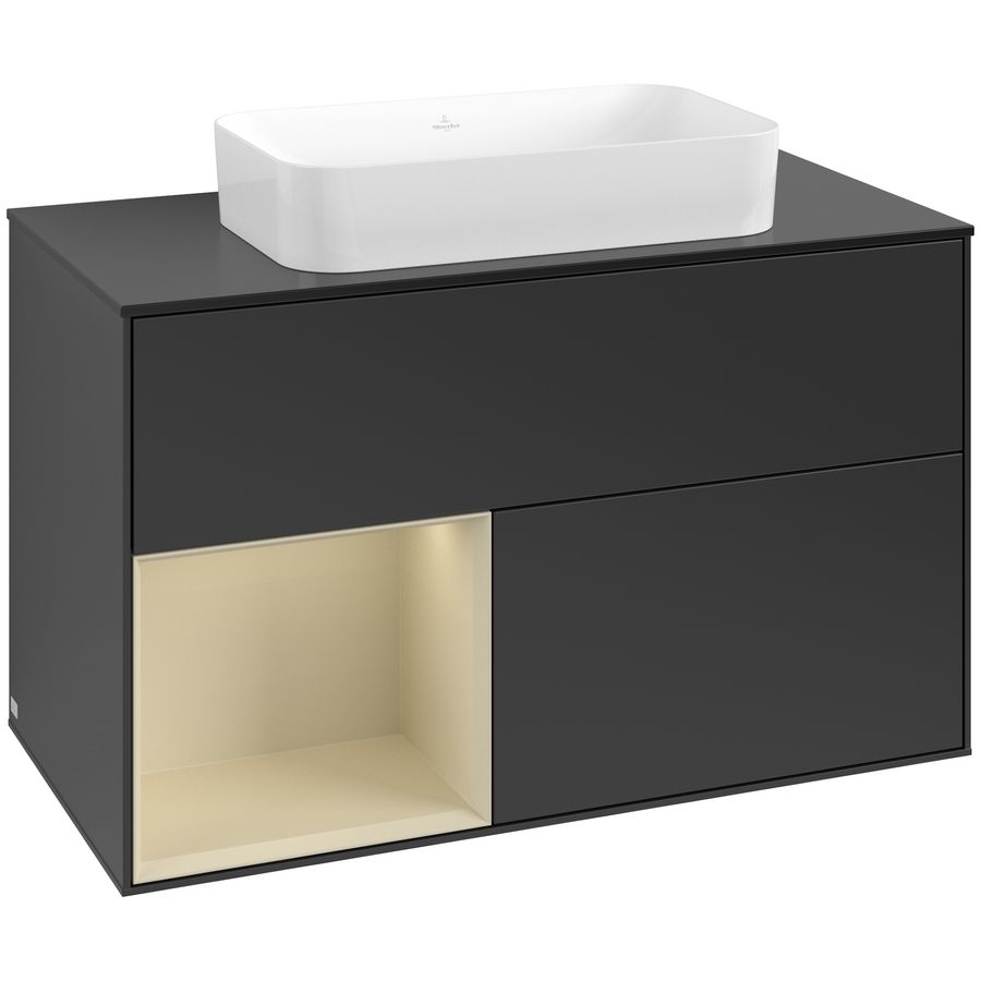 Wastafelonderkast Finion 1000x603x501mm Black Matt Lacquer F652HJPD