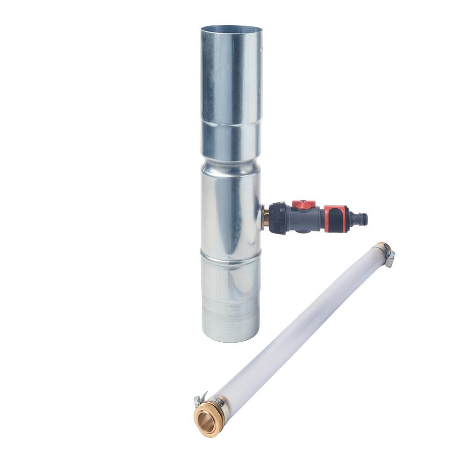 Zinken hemelwateropvang 80mm met Gardena slang-aansluiting