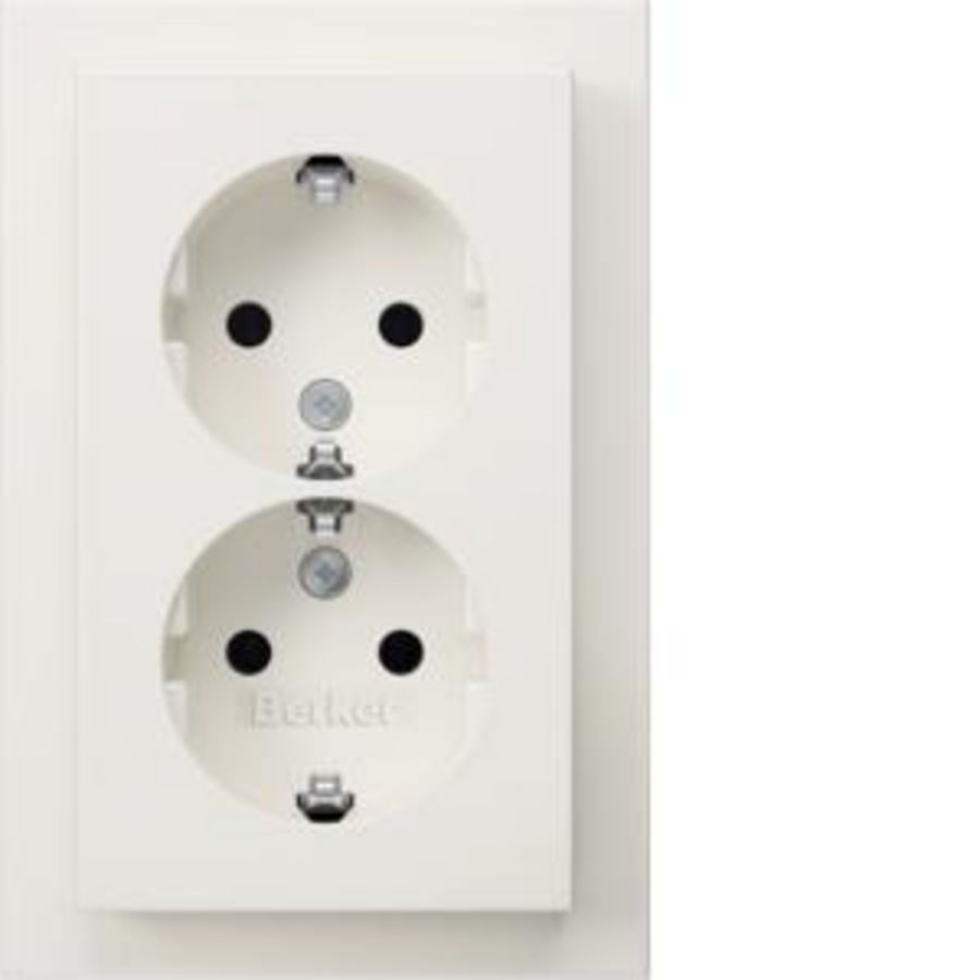 Wandcontactdoos RA 2V inb.doos hoog berker Q.3 polarwit