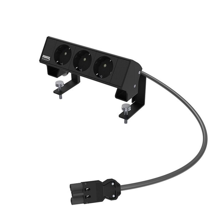 Bureau-opbouwunit Ampere zwart 3-voudig 3x WCD