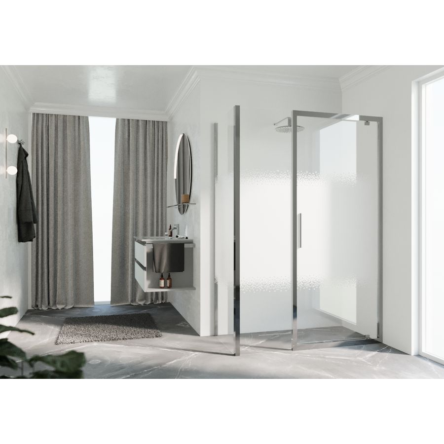 Zijwand K2F 1010-1030x2000mm chroom rose motief