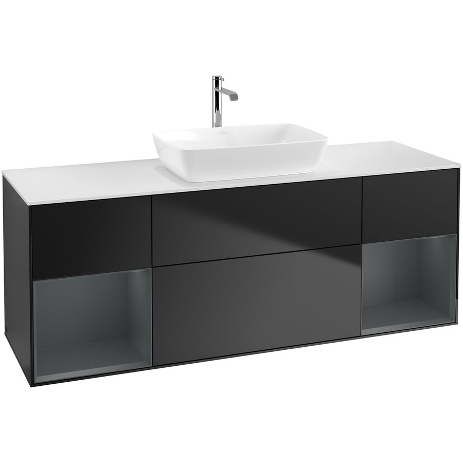 Wastafelonderkast Finion 1600x603x501mm Black Matt Lacquer G861HGPD
