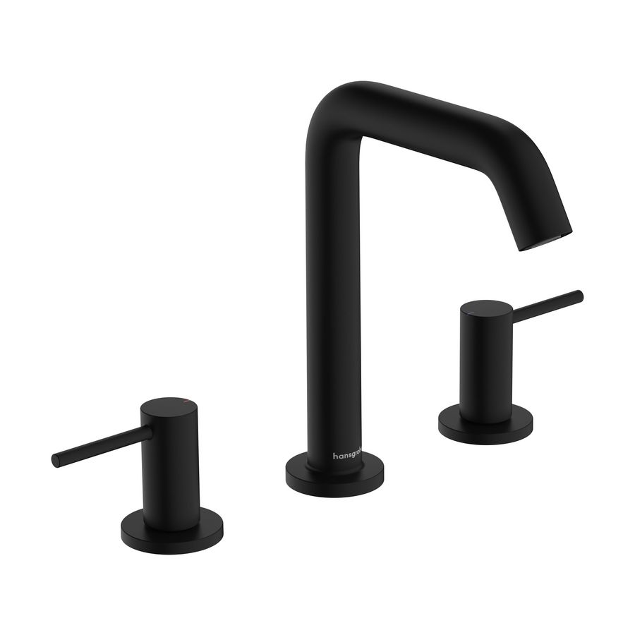 Tecturis S 3-gats wastafelkraan 150 met afvoerplug mat zwart