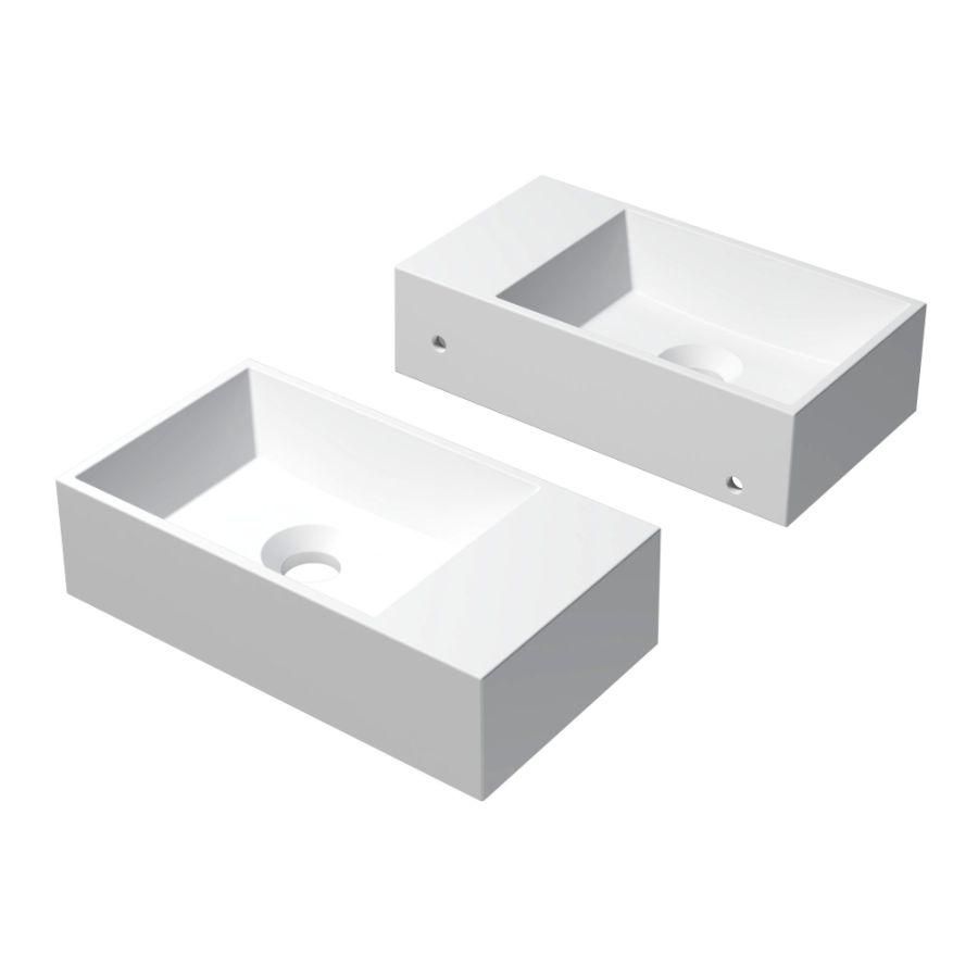 INK Contra Fontein Polystone vierkant zonder kraangat re Mat wit 40x22