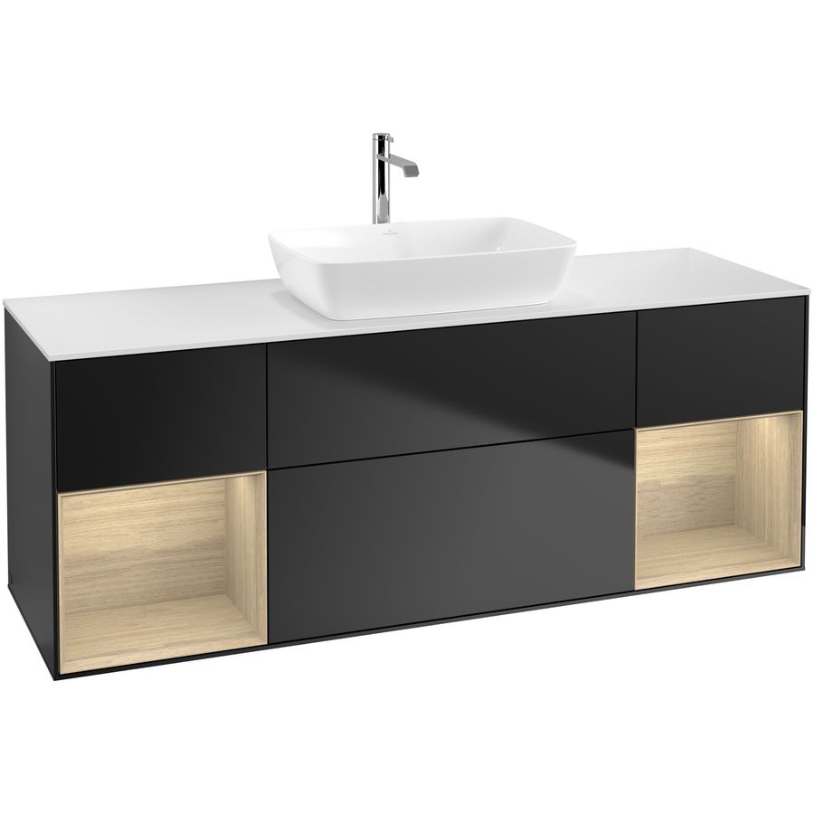 Wastafelonderkast Finion 1600x603x501mm Black Matt Lacquer G861PCPD