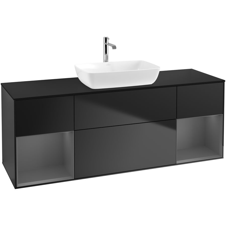 Wastafelonderkast Finion 1600x603x501mm Black Matt Lacquer G862GKPD