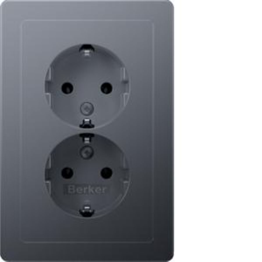 Wandcontactdoos RA 2V compact inb.doos berker Q.1 alu gelakt