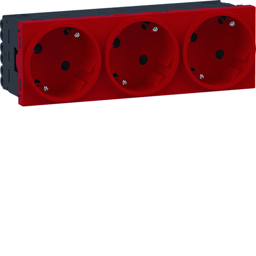 Ecoline45 contactdoos 3-voudig 45x45 33°, verkeersrood