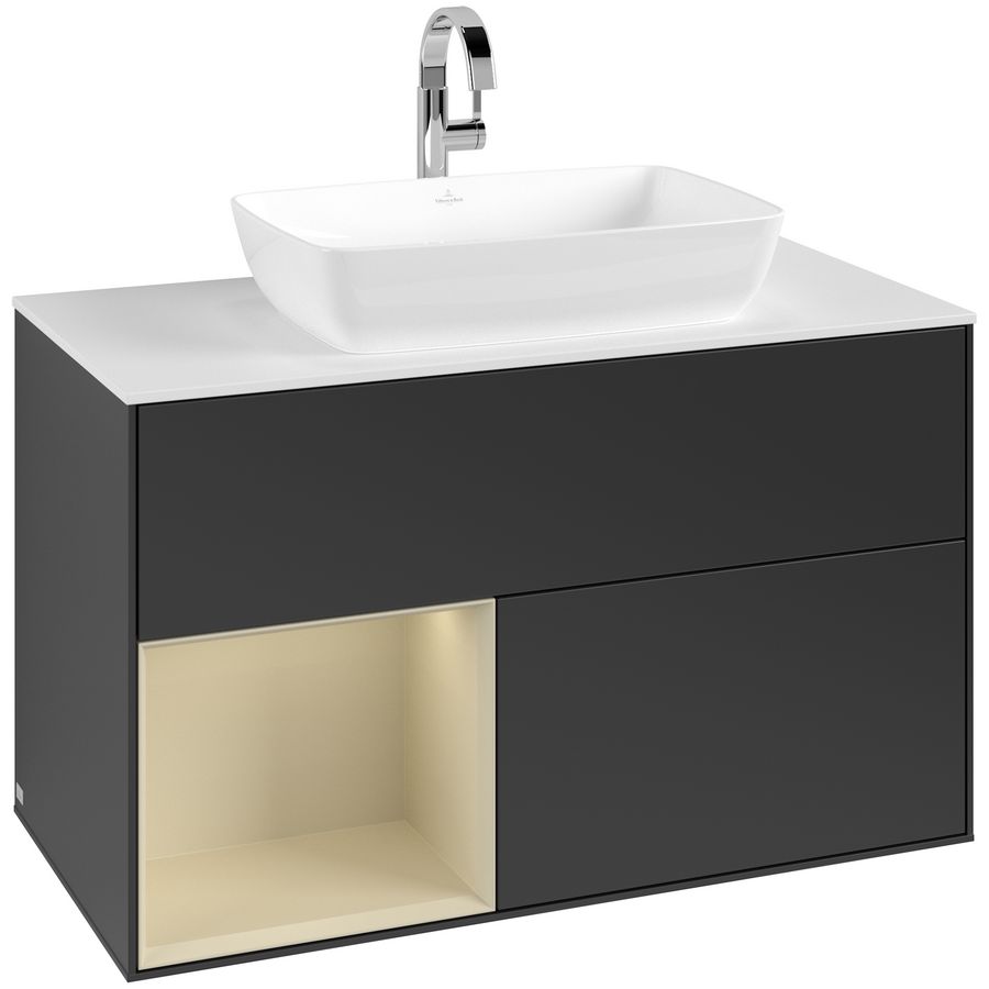 Wastafelonderkast Finion 1000x603x501mm Black Matt Lacquer F771HJPD
