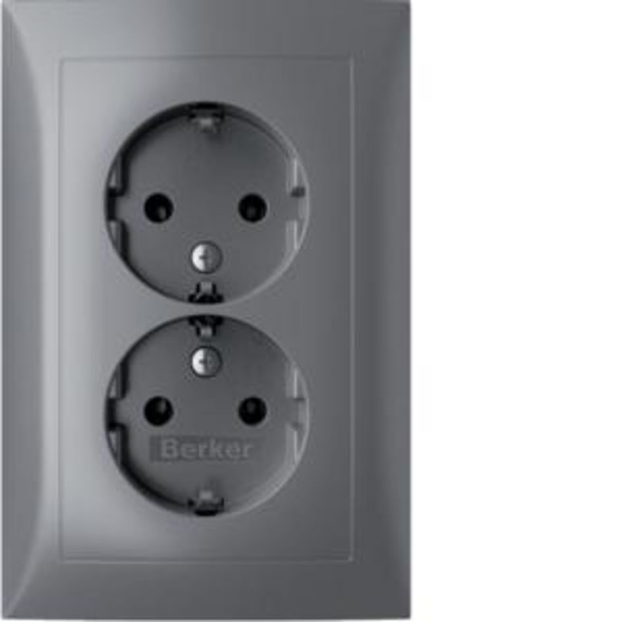 Wandcontactdoos RA 2V compact inb.doos berker S.1 alu gelakt