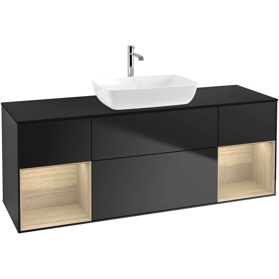 Wastafelonderkast Finion 1600x603x501mm Black Matt Lacquer G862PCPD