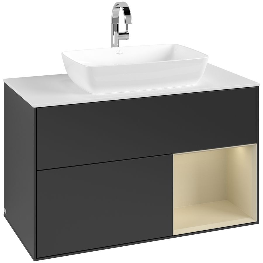 Wastafelonderkast Finion 1000x603x501mm Black Matt Lacquer F781HJPD