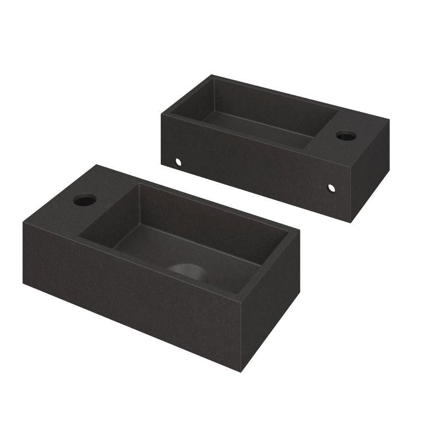 INK Versus Fontein Quartz li met kraangat zwart 36x18