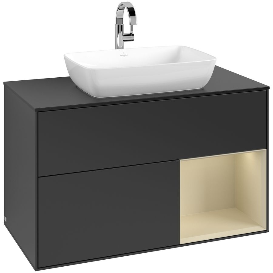 Wastafelonderkast Finion 1000x603x501mm Black Matt Lacquer F782HJPD