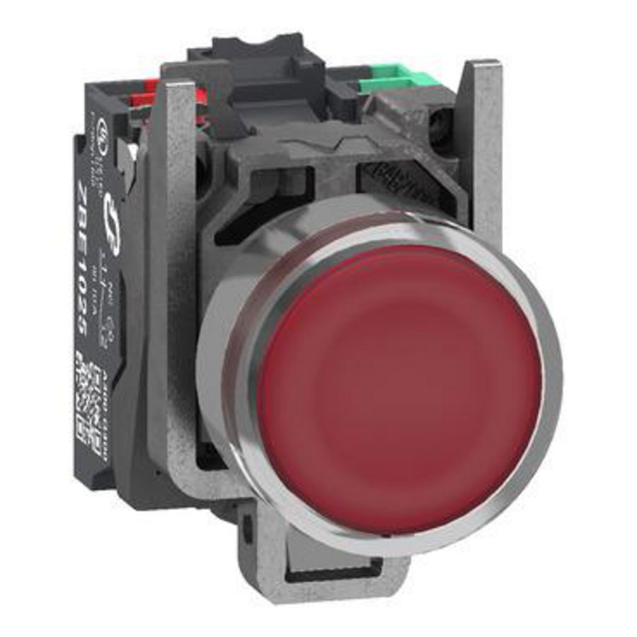 Verlichte drukknop Harmony XB4 metaal rood Vlak 22mm univers