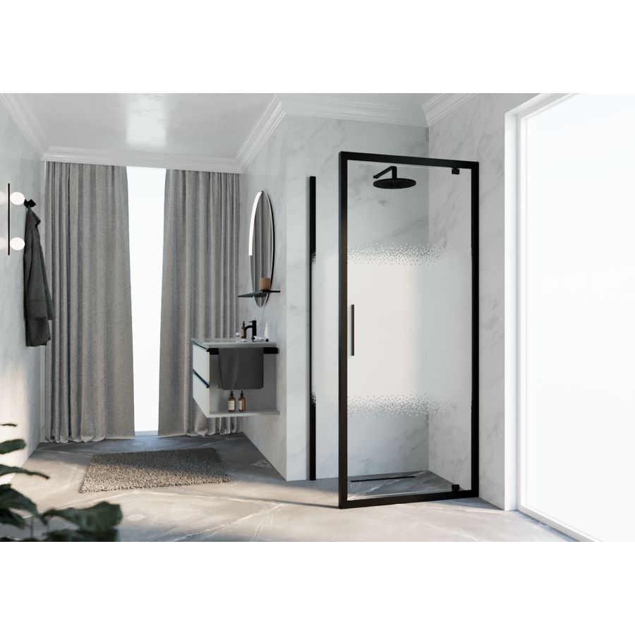 Draaideur K2G 670-710x2000mm zwart rose motief