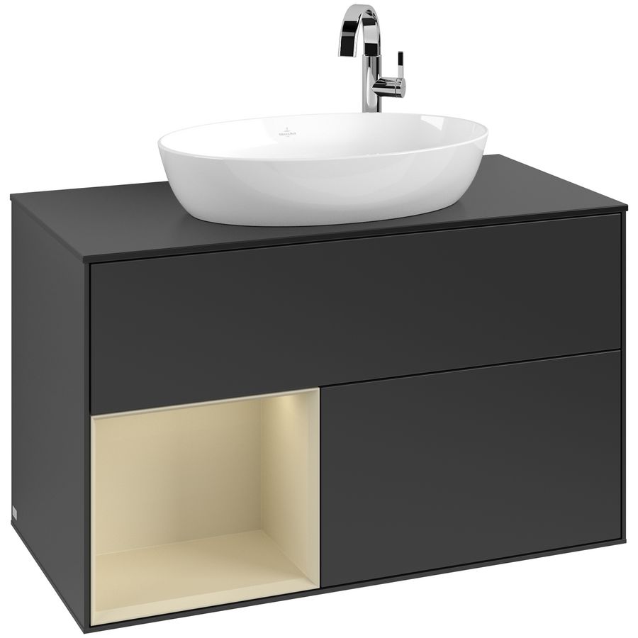 Wastafelonderkast Finion 1000x603x501mm Black Matt Lacquer F892HJPD