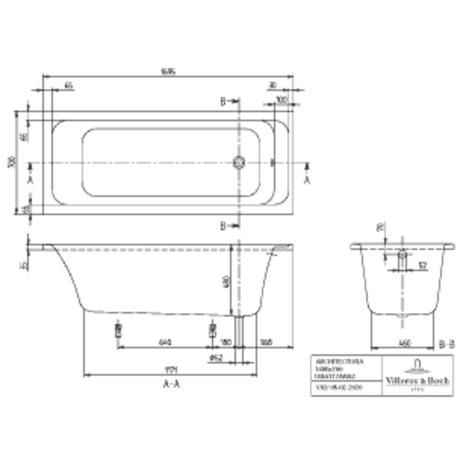 Bad 4-H Architectura m/ combipool-C 170x70cm A-wit pos.2