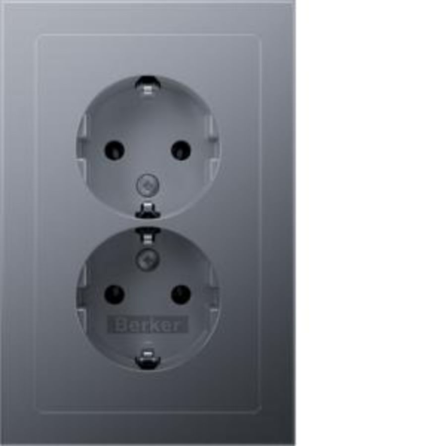 Wandcontactdoos RA 2V compact inb.doos berker Q.3 alu gelakt