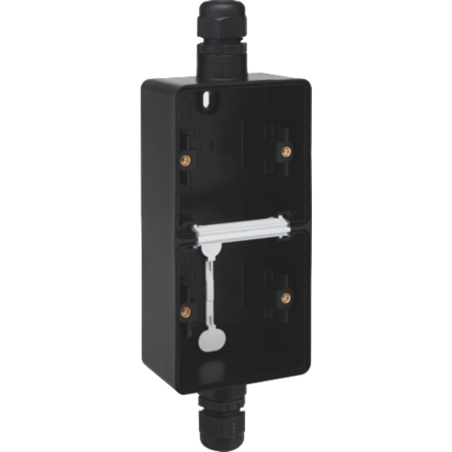 Spuitwaterdichte dubbele verticale opbouwdoos boven/onder M20 zwart