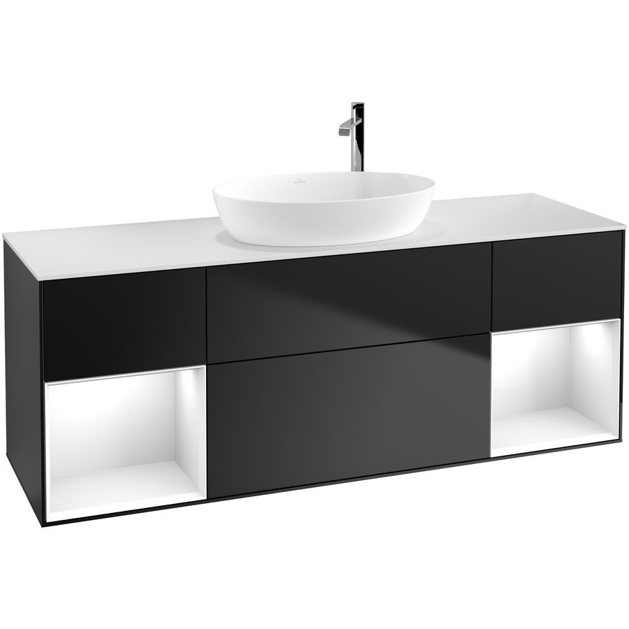 Wastafelonderkast Finion 1600x603x501mm Black Matt Lacquer G981GFPD