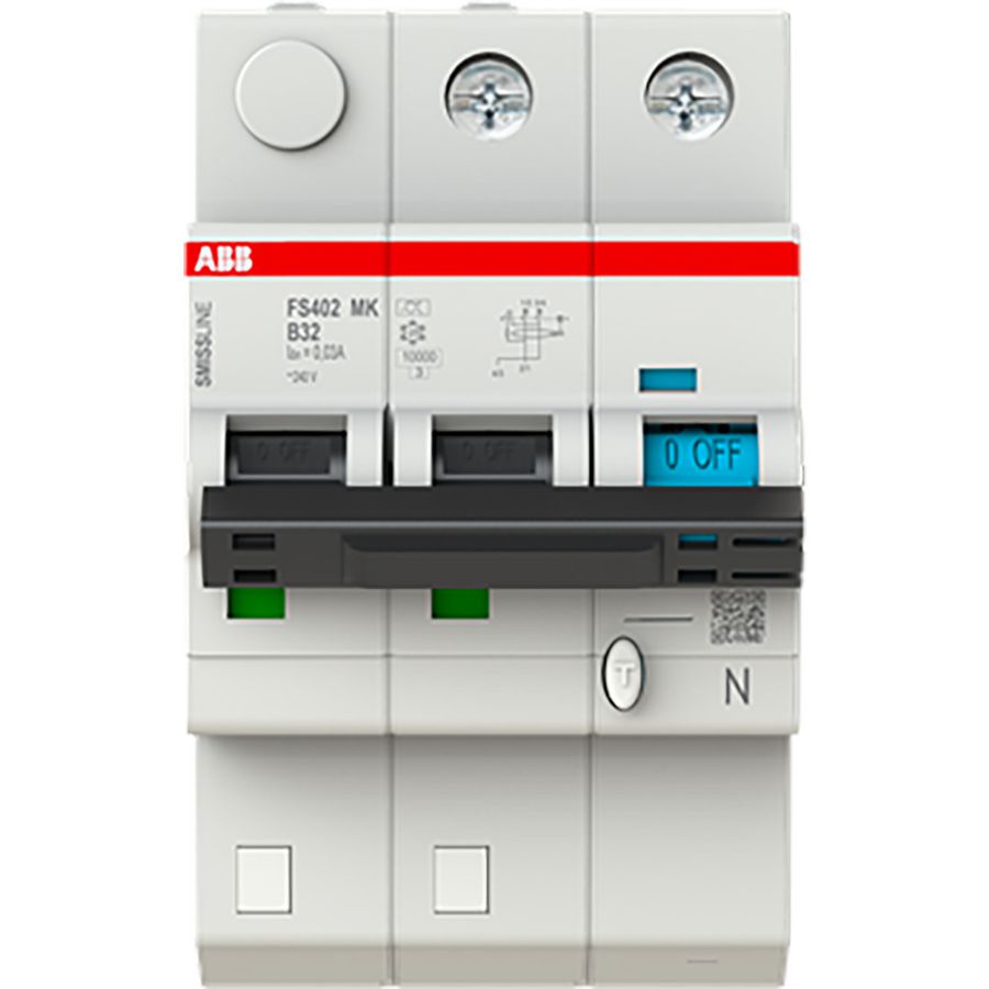 Aardlekbev. met overstroombeveiliging B Kar, 32A, 30mA, 6kA