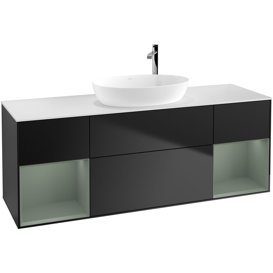 Wastafelonderkast Finion 1600x603x501mm Black Matt Lacquer G981GMPD