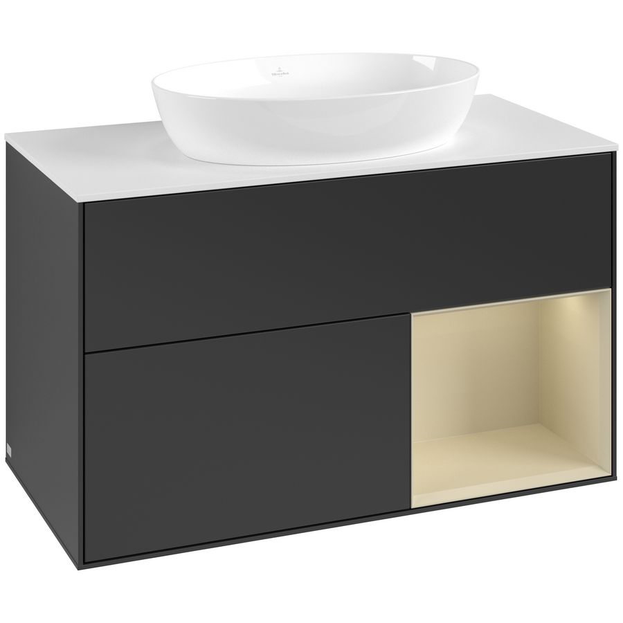 Wastafelonderkast Finion 1000x603x501mm Black Matt Lacquer FA21HJPD