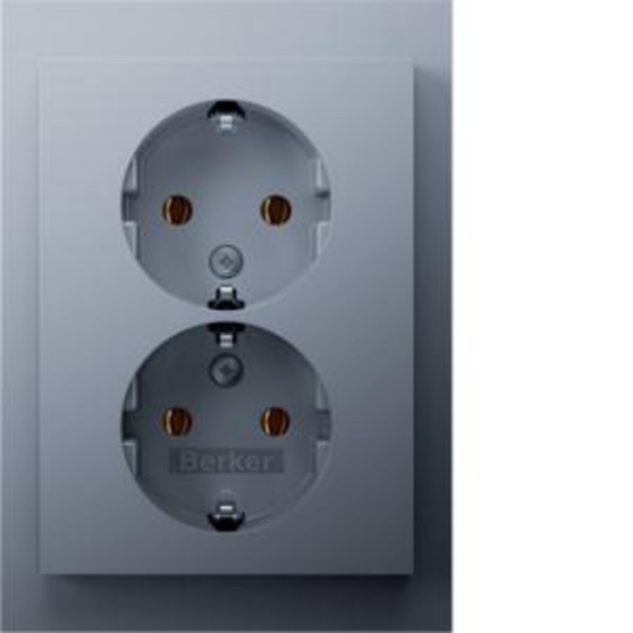 Wandcontactdoos RA 2V inb.doos hoog berker K.1/K.5 alu