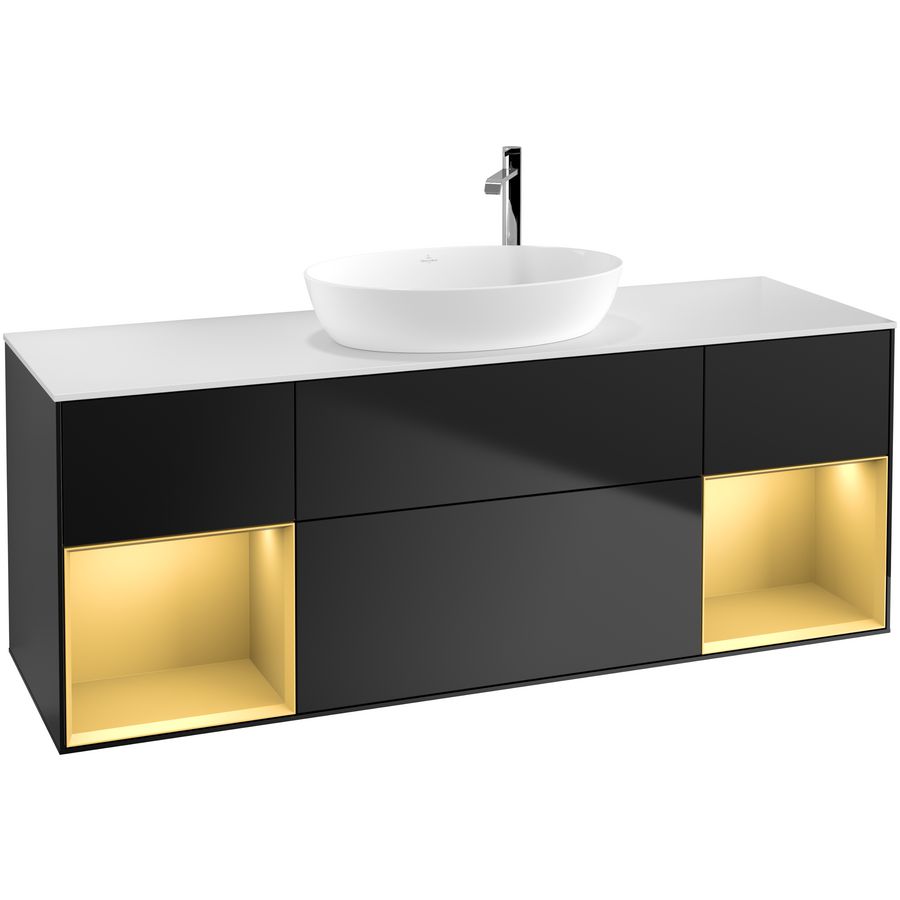 Wastafelonderkast Finion 1600x603x501mm Black Matt Lacquer G981HFPD