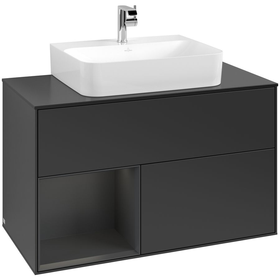 Wastafelonderkast Finion 1000x603x501mm Black Matt Lacquer G112HJPD