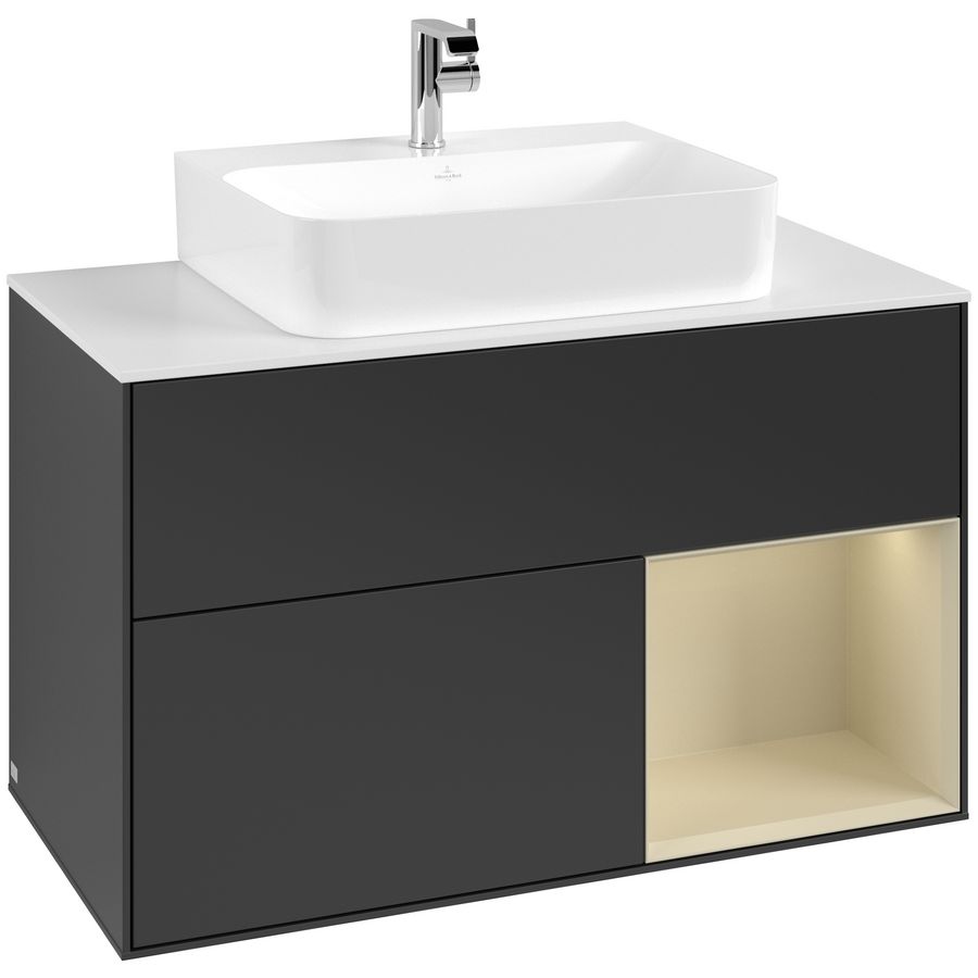 Wastafelonderkast Finion 1000x603x501mm Black Matt Lacquer G121HJPD