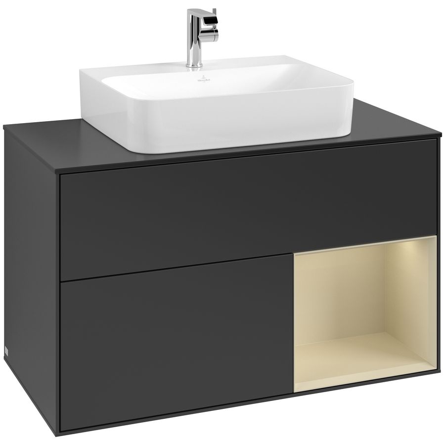Wastafelonderkast Finion 1000x603x501mm Black Matt Lacquer G122HJPD