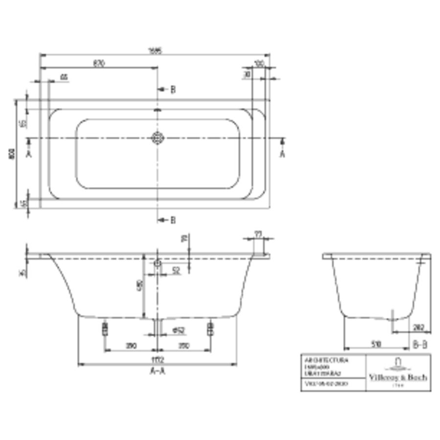 Bad 4-H Architectura m/ hydropool-C 170x80cm A-wit pos.2