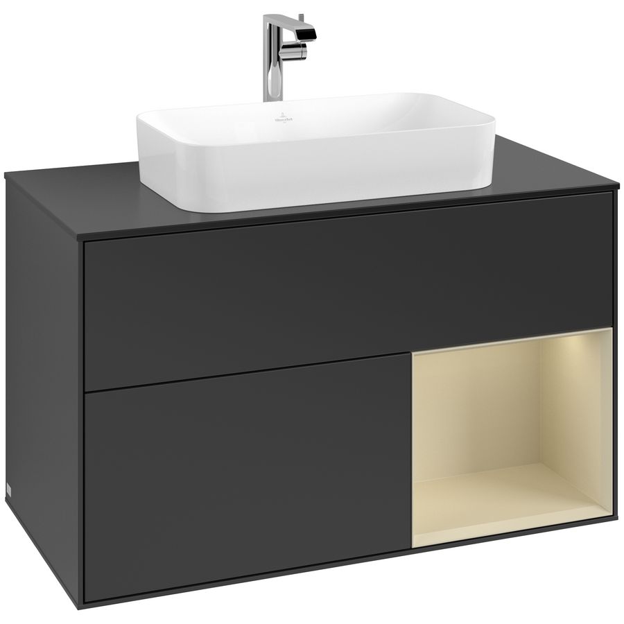 Wastafelonderkast Finion 1000x603x501mm Black Matt Lacquer G252HJPD