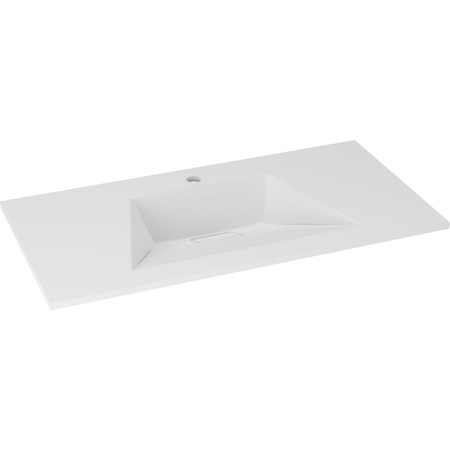 Meubelwastafel DESIGNO 90cm kunstmarmer mat wit 1x kraangat