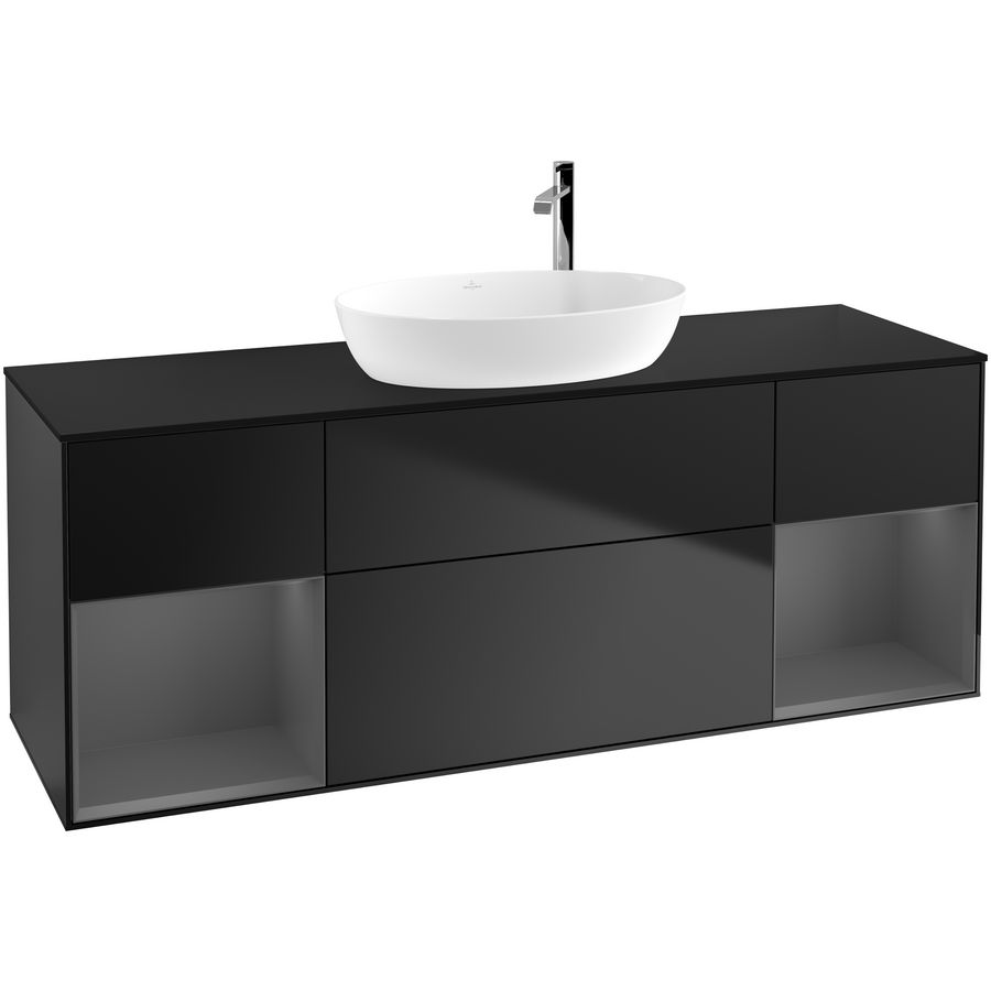 Wastafelonderkast Finion 1600x603x501mm Black Matt Lacquer G982GKPD