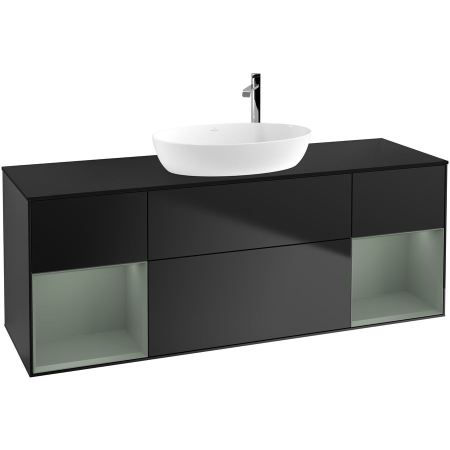 Wastafelonderkast Finion 1600x603x501mm Black Matt Lacquer G982GMPD