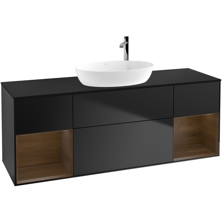 Wastafelonderkast Finion 1600x603x501mm Black Matt Lacquer G982GNPD