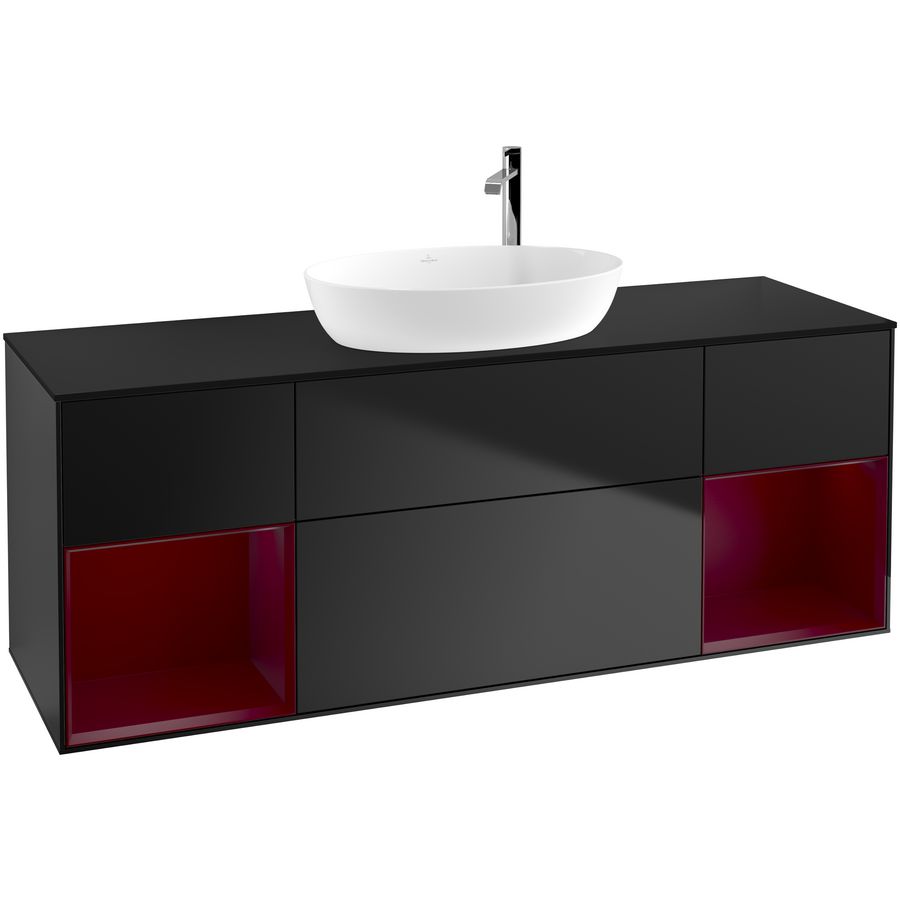 Wastafelonderkast Finion 1600x603x501mm Black Matt Lacquer G982HBPD