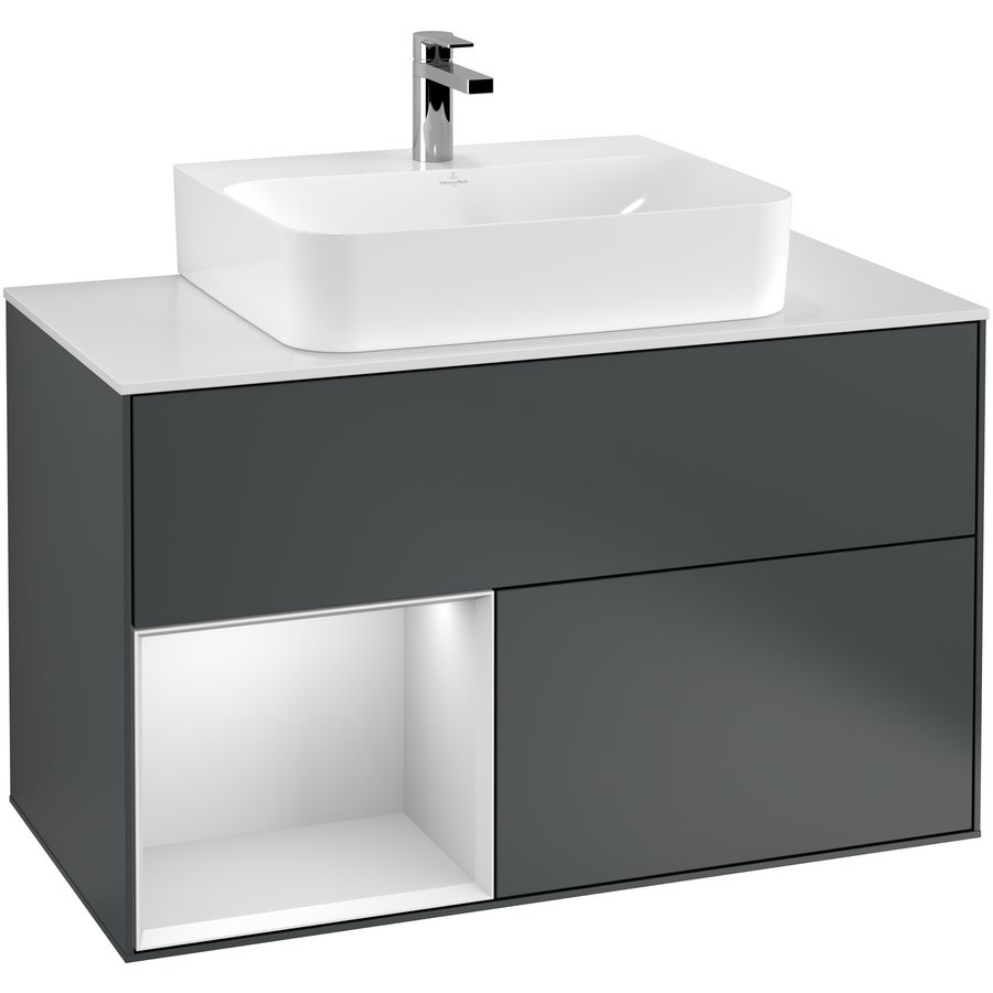 Wastafelonderkast Finion 1000x603x501mm Mid.Blue Matt Lacquer F111MTHG