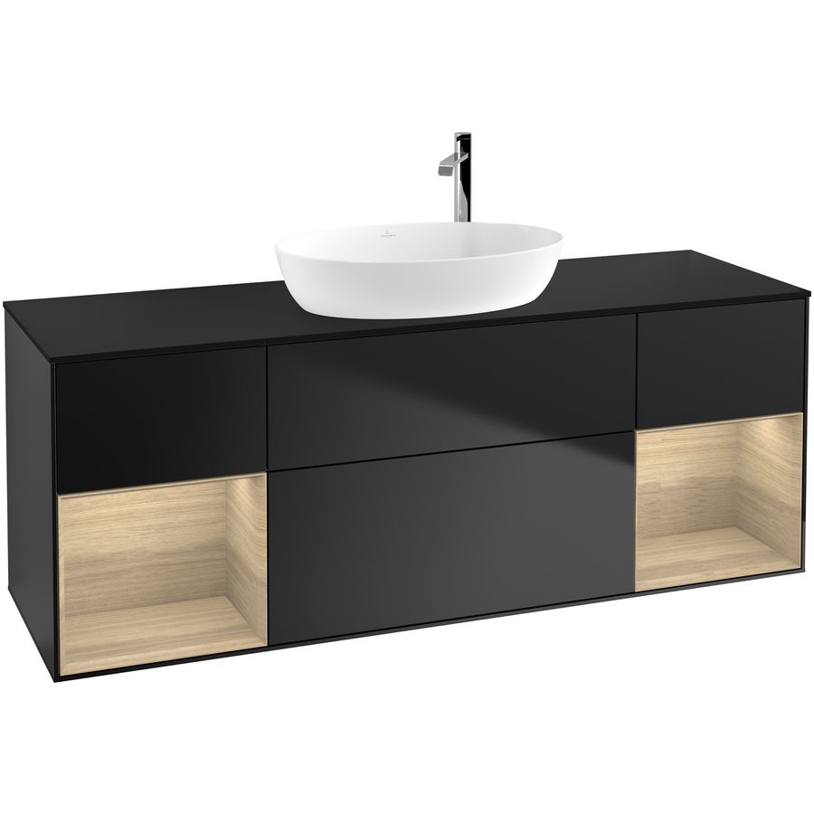 Wastafelonderkast Finion 1600x603x501mm Black Matt Lacquer G982PCPD
