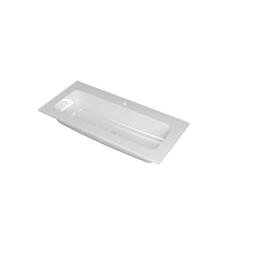 INK Faktor Wastafel polystone centr. 1 kraangat GL wit 100x45
