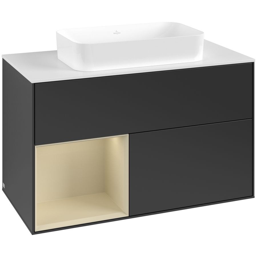 Wastafelonderkast Finion 1000x603x501mm Black Matt Lacquer G651HJPD