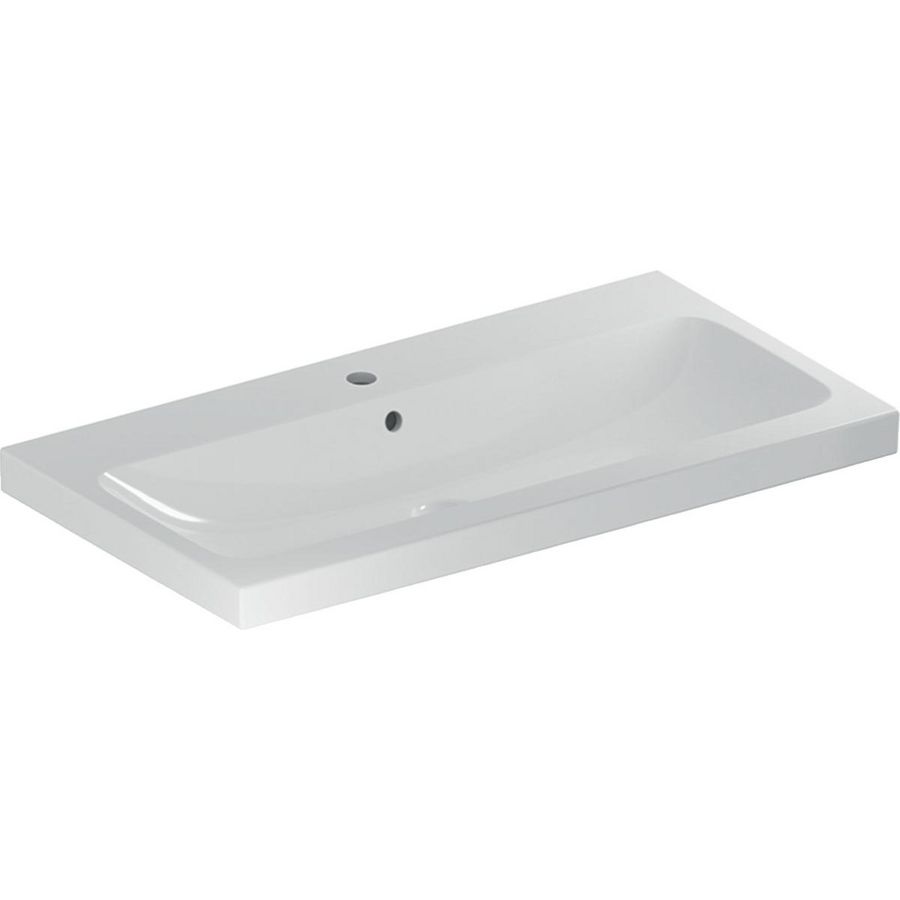iCon Light wastafel 90x48cm met kraangat + overloop wit