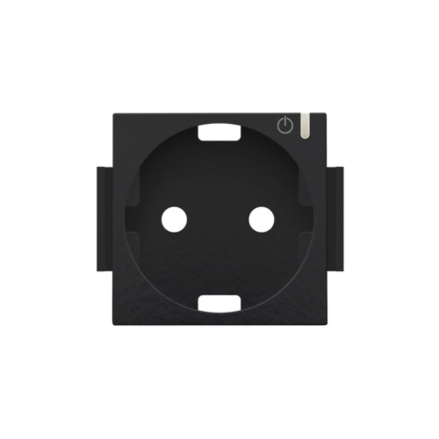 Afwerkingsset geconn. schakelbaar stopcontact+knop pianoblac